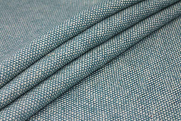 Chunky Basket Weave Silk Matka - Teal/Ivory fabric
