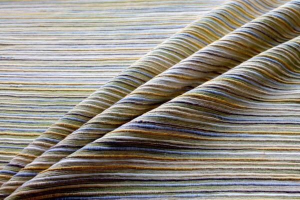 Chunky Stripe Silk Lurex Matka - Yellow/Green fabric
