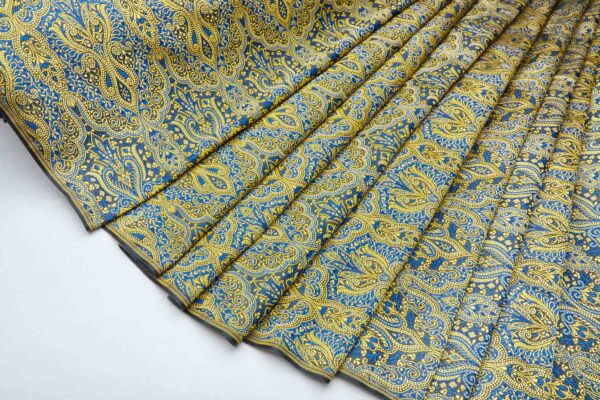 Banaras Brocade - Blue and Yellow fabric