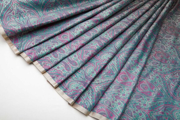 Banaras Brocade - Mint and Pink fabric