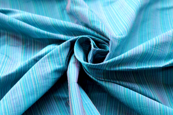 Multi Striped Silk Dupion - Turquoise fabric