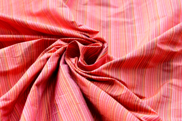 Multi Striped Silk Dupion - Orange fabric