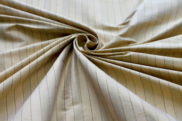 Wide Striped Silk Dupion - Pale Straw Gold fabric