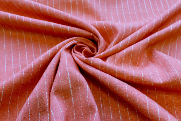 Pinstripe Silk Matka - Pale Tangerine fabric