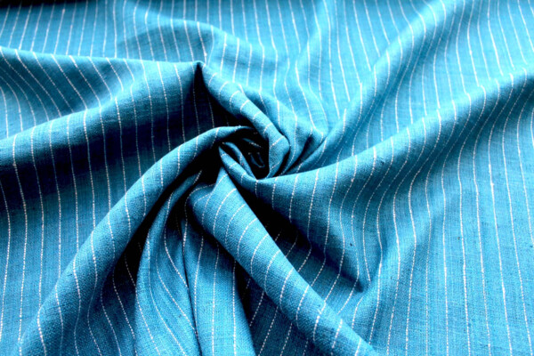 Pinstripe Silk Matka - Teal fabric
