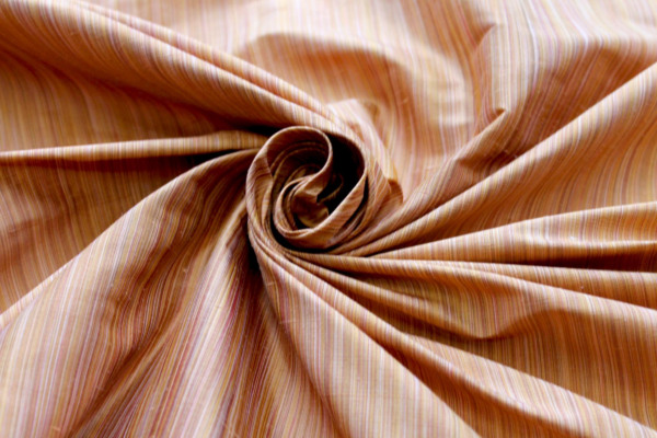 Striped Silk Dupion - Orange fabric