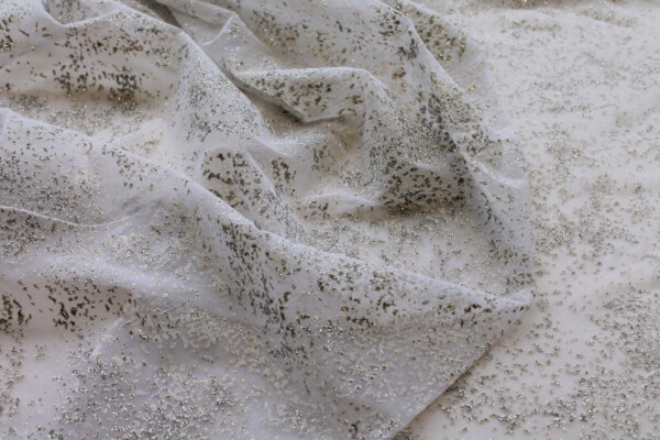 White Sheer Stretch Bodystocking w/Silver Glitter fabric