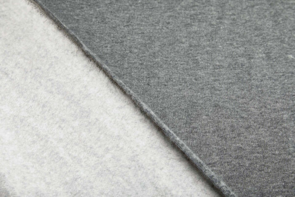Sweatshirt Jersey - Mid Grey with Pale Grey Plush Back fabric
