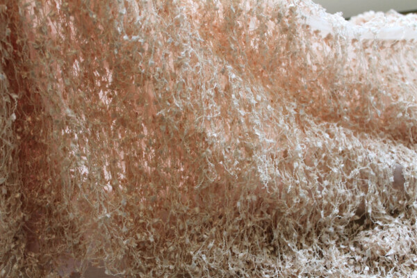 Chenille Tassels on Tulle - Blush fabric