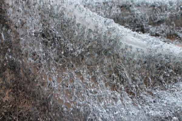 Chenille Tassels on Tulle - Blue Grey fabric
