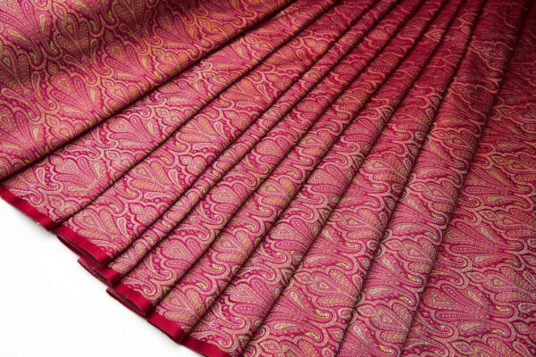 Banaras Brocade - Red Pink and Sage fabric
