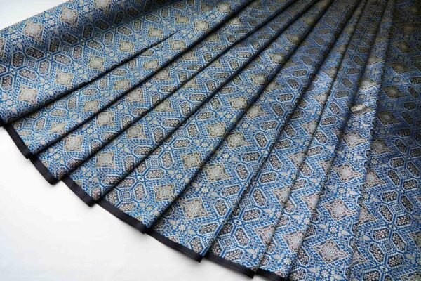 Banaras Brocade - Blue Gold and Black fabric
