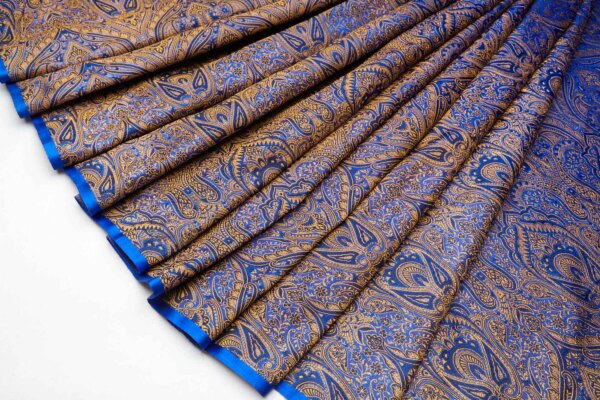 Banaras Brocade - Blue / Gold fabric