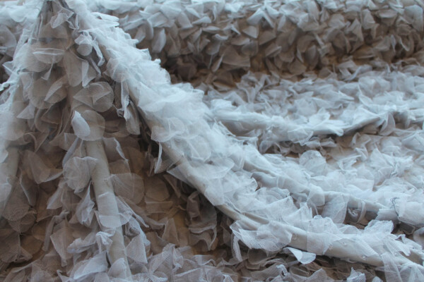 Petal Tulle on Silk Chiffon - Mid Grey fabric