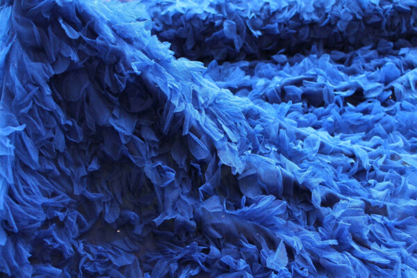 Petal Tulle on Silk Chiffon - Royal Blue fabric