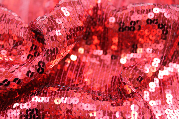 Sequin On Chiffon - Red fabric