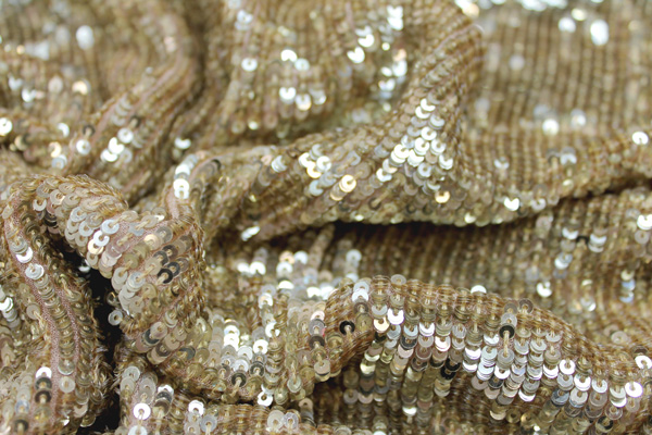 Overlapping Micro Sequin On Silk Chiffon - Gold fabric