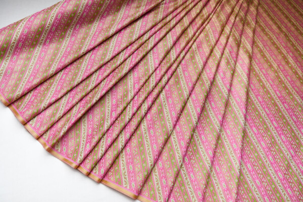Banaras Brocade - Diagonal Pink & Green Stripe fabric