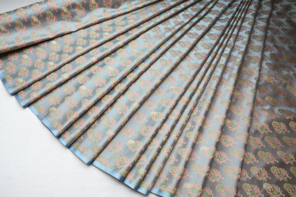 Soft Banaras Brocade - Pale Blue, Green and Pink fabric