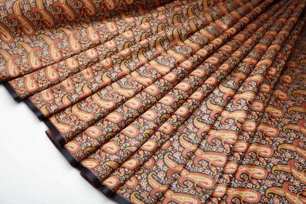 Banaras Brocade - Large Orange Paisley fabric