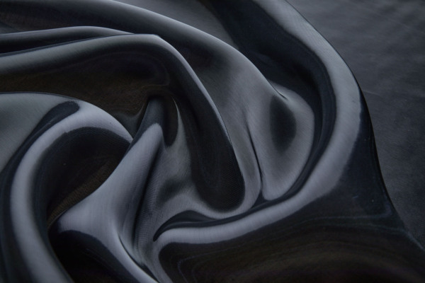 Heavy Weight Liquid Satin Organza - Black fabric