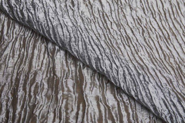 Crinkled Silk Metal Organza - Black / Silver fabric