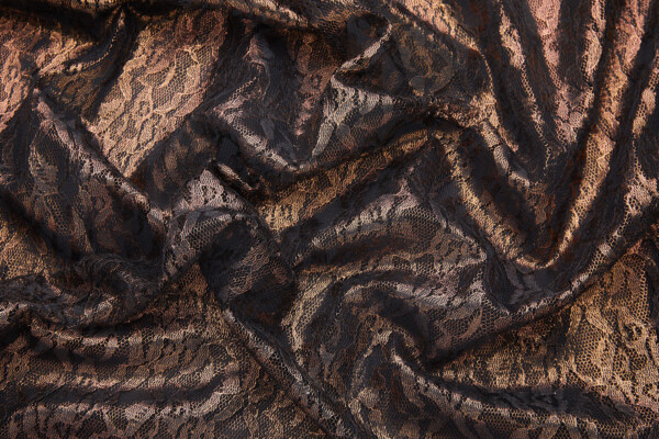 Foil Printed Lace - Black Copper