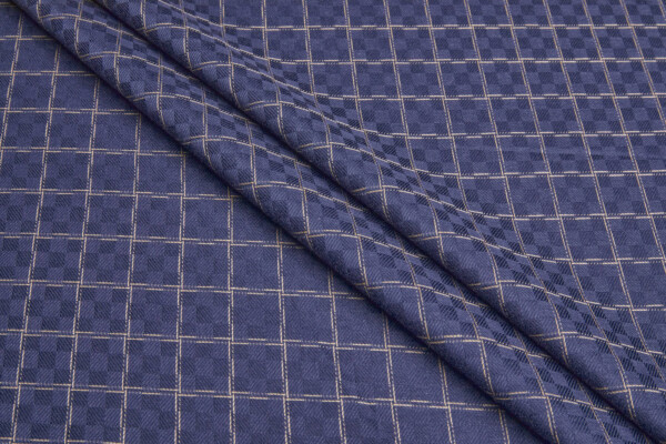 Cotton Viscose Check Shirting - Navy with Twine Brown fabric