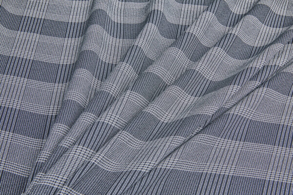 Viscose Crepe Prince of Wales Style Check - Black and Ivory fabric