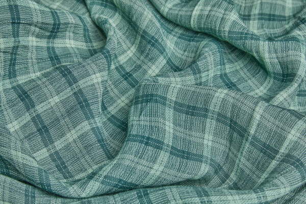 Poly Viscose Check - Hand Dyed and Washed - Forest Green fabric