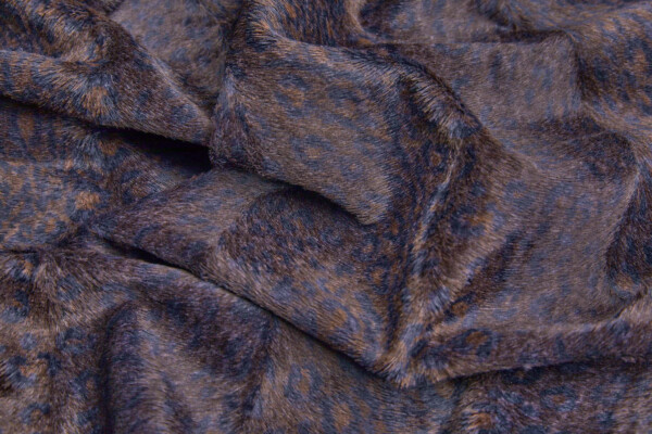 Pony Skin in Inky Blue and Brown Mini Leopard fabric