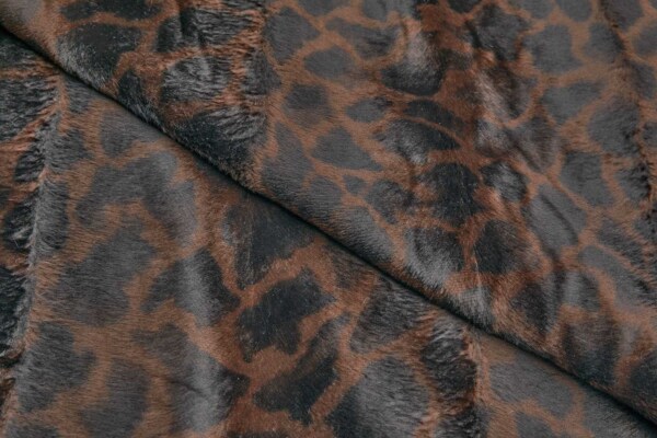 Pony Skin in Chocolate Brown and Black Giraffe Spot fabric