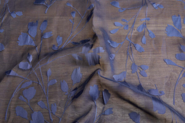Navy on Navy Floral Silk Viscose Devore Burnout fabric