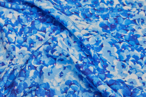Floral Print Cotton - Blues fabric