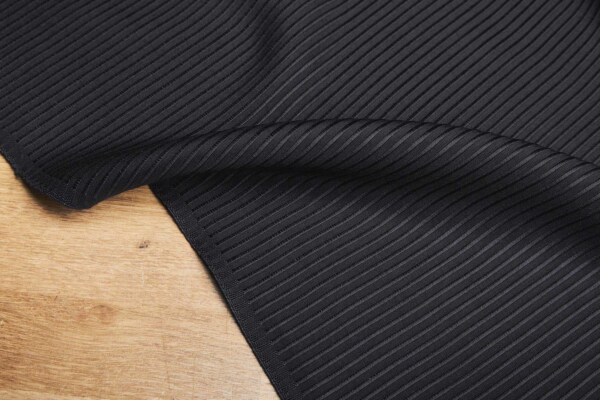 Vintage Wide Rib Ottoman - Black fabric