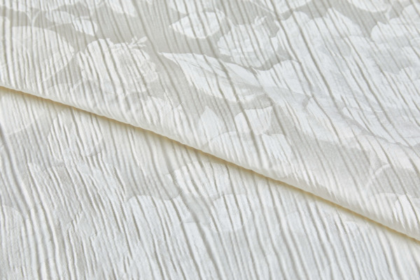 Broomstick Pleated Roses Bridal Jacquard - Ivory fabric