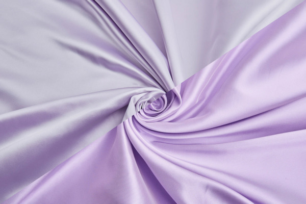 French Double Sided Acetate Duchess Satin - Ivory shot Lilac fabric
