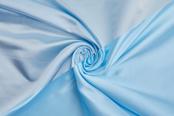 French Double Sided Acetate Duchess Satin - Ivory shot Sky Blue fabric