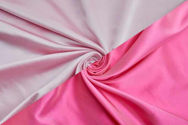 French Double Sided Acetate Duchess Satin - Ivory shot Bright Pink fabric