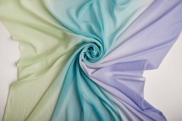 Ombre Georgette - Seaspray, Aqua and Lilac fabric