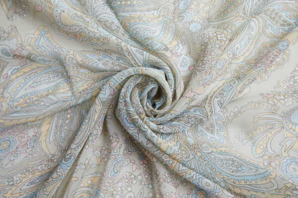 Paisley Style Printed Chiffon in Pastels / Sage fabric