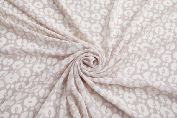 Leopard Print Chiffon - Pale Mauve and Ivory fabric