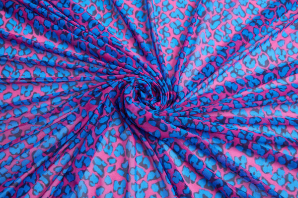 Leopard Print Sheer Bodystocking - Pink and Blue fabric