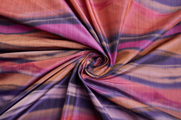 Warp Printed Ikat Style Taffeta fabric
