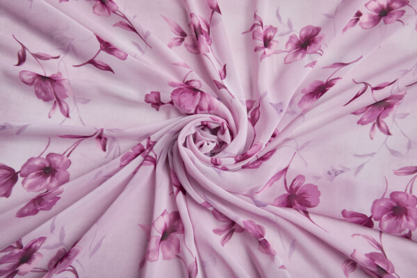 Floral Print Chiffon - Mauve, Lilac and Pink fabric