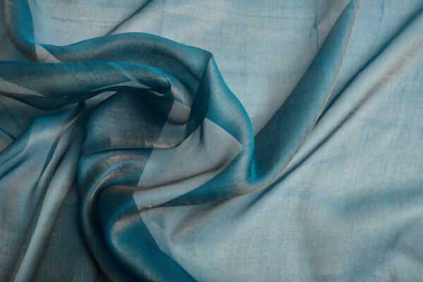 Silk Metallic Chiffon - Peacock/Gold fabric