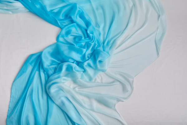 Ombre Chiffon - Turquoise and Ivory fabric