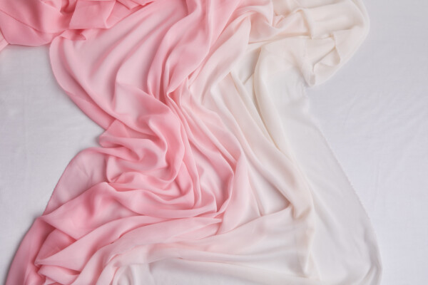 Ombre Georgette - Sugar Pink, Blush and Ivory fabric