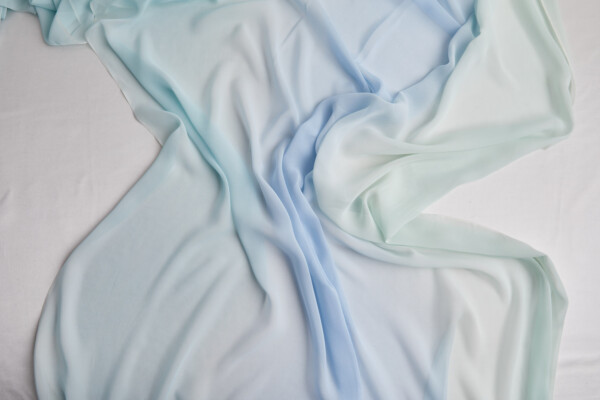 Ombre Georgette - Aqua, Mint and Sky Blue fabric