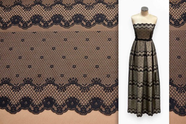 Lace Border / Stripe in Black